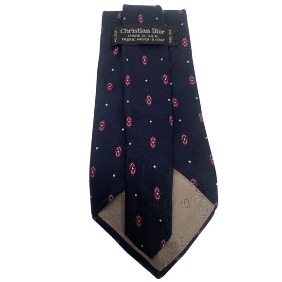 Christian Dior Navy Blue Silk Mens Neck Tie WPL125 Dress Business Formal Trendy - Picture 5 of 9